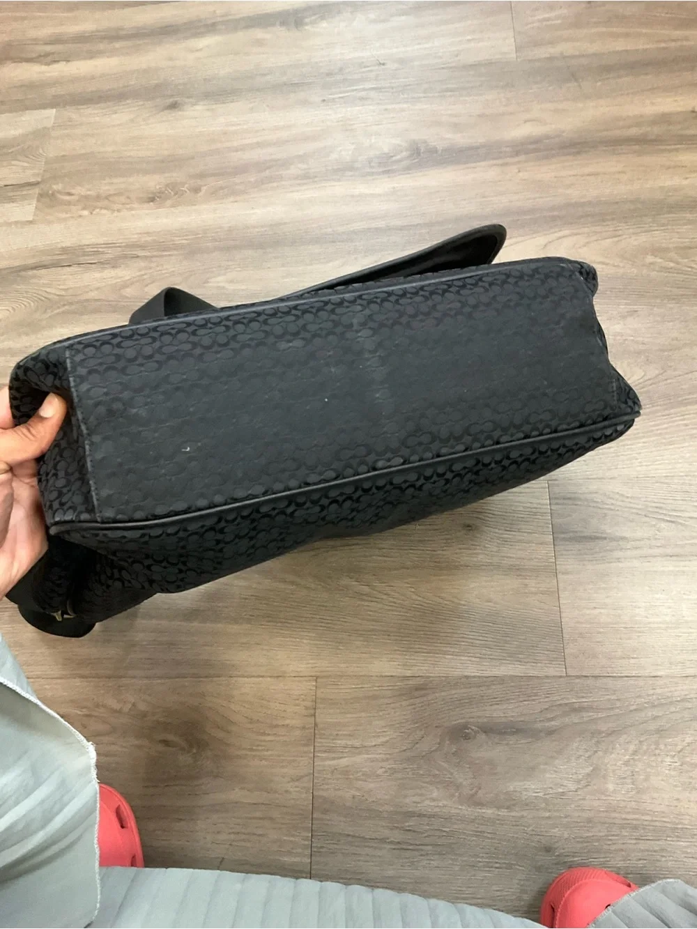 Coach Black Signature Canvas and Leather-Trim Messenger Bag